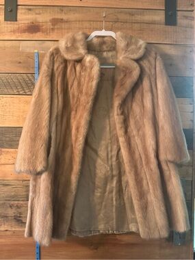 Vintage Davidson’s Indianapolis Genuine Mink Fur Coat Camel Brown Women’s Small